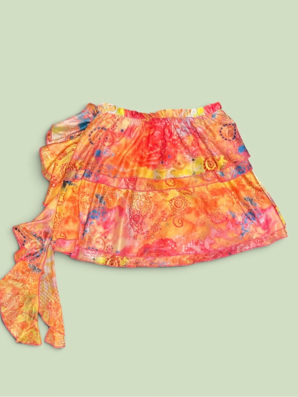 Bright Orange Ruffle Mini Skirt